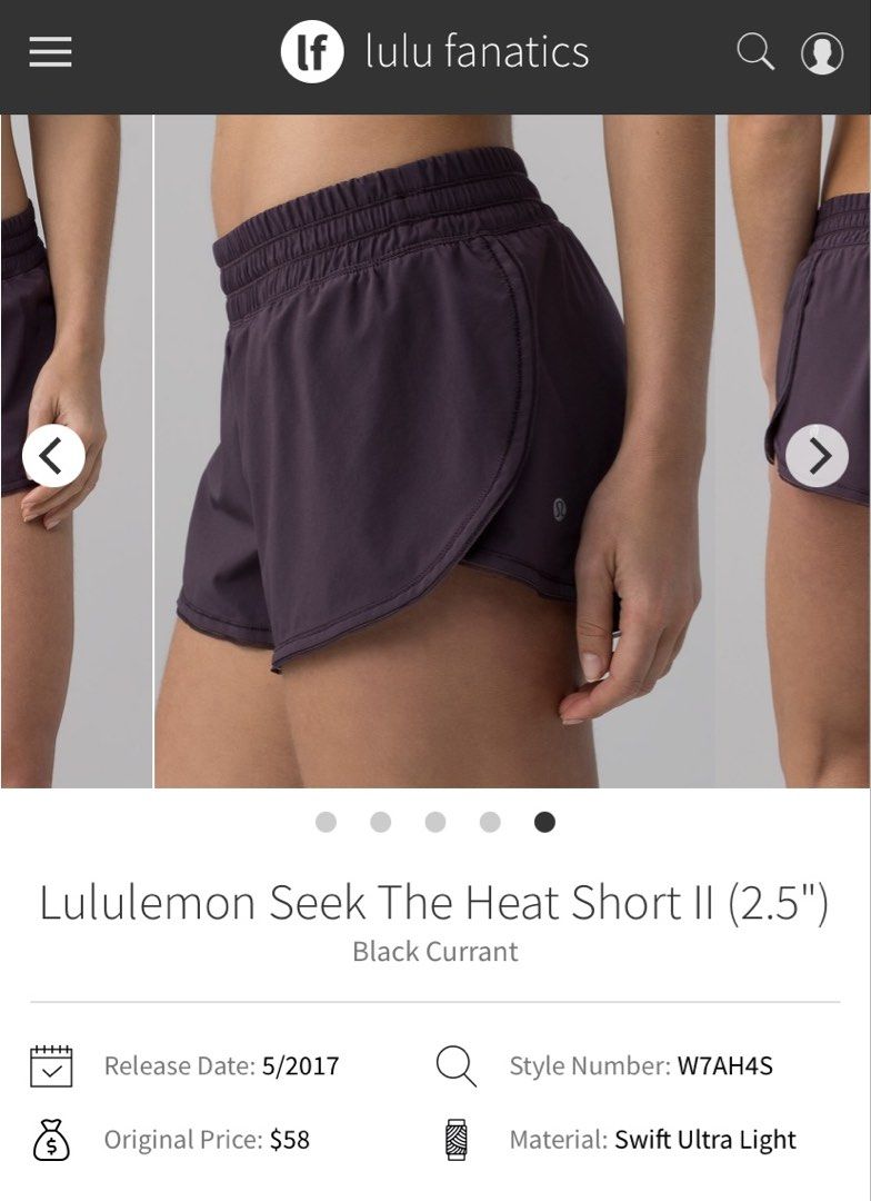 Lululemon Seek The Heat Short II (2.5”) (Category: Activewear) located in Los Banos. Submitted by darl.shop (Listing ID 1468334212, Image 1). Description: Dot 4.