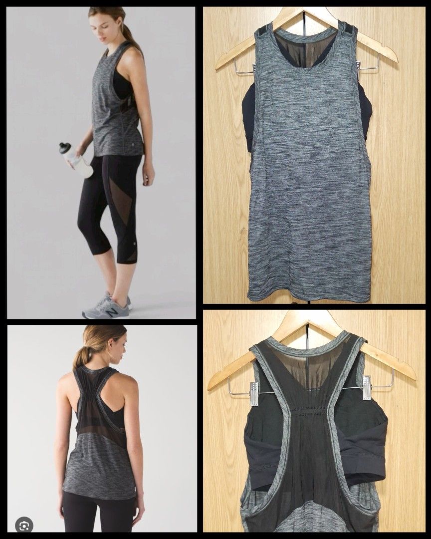 Lululemon Work The Circuit Tank Bra Top (Category: Activewear) located in Cebu City. Submitted by cebuanamomshies (Listing ID 1468286396, Image 1). Description: Size M-L Tank in Heathered Black Gray Racerback strap and a pullover closure for easy wear. Made with breathable mesh fabric removable cup Elastic Bra band Top.