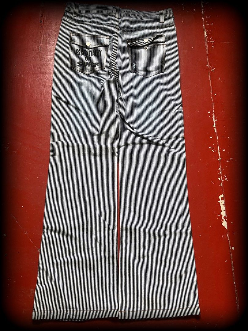 LUST SINCE 2005 (Category: Jeans) located in Lucena. Submitted by proxyhere (Listing ID 1468437737, Image 3). Description: LUST SINCE 2005 Smiley Studds, Stripe Pants, Distressed with hangtag deadstock condition. size 32 thighs 9 knee 8 leg op 8.5 length 41.