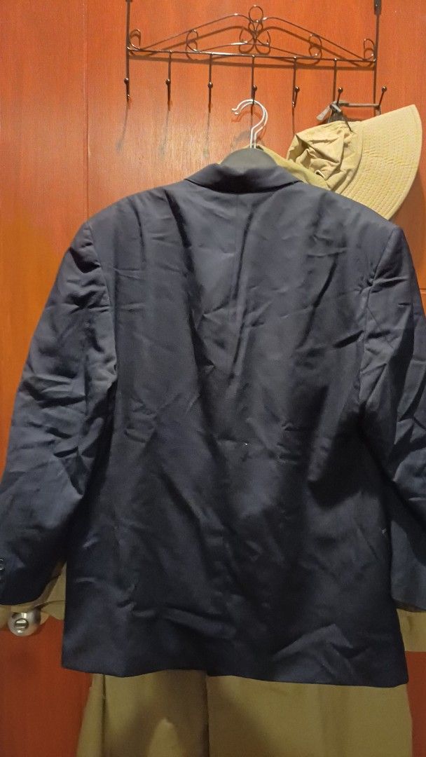 Macy's/Alfani Wool Navy Blue 4x6 Double Breasted Jacket (Category: Coats, Jackets and Outerwear) located in Manila. Submitted by appl.bees (Listing ID 1468308248, Image 2). Description: Width - 21.5 Length - 30 RFS: Di pala kasya saakin. XL na pala ako. LOC: Las Pinas area. Delivery preferred..