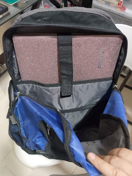 Maetrics Blue and Black Laptop Backpack (Category: Backpacks) located in Quezon City. Submitted by susmaryosep1 (Listing ID 1468348458, Image 3). Description: - Brand: Maetrics - Color: Blue and black - Roomy main compartment fits everyday gear or a laptop easily - Dedicated interior laptop sleeve with secure strap closure - Multiple zippered compartments for organized storage - Convenient mesh side pockets for water bottles or small items - Stur