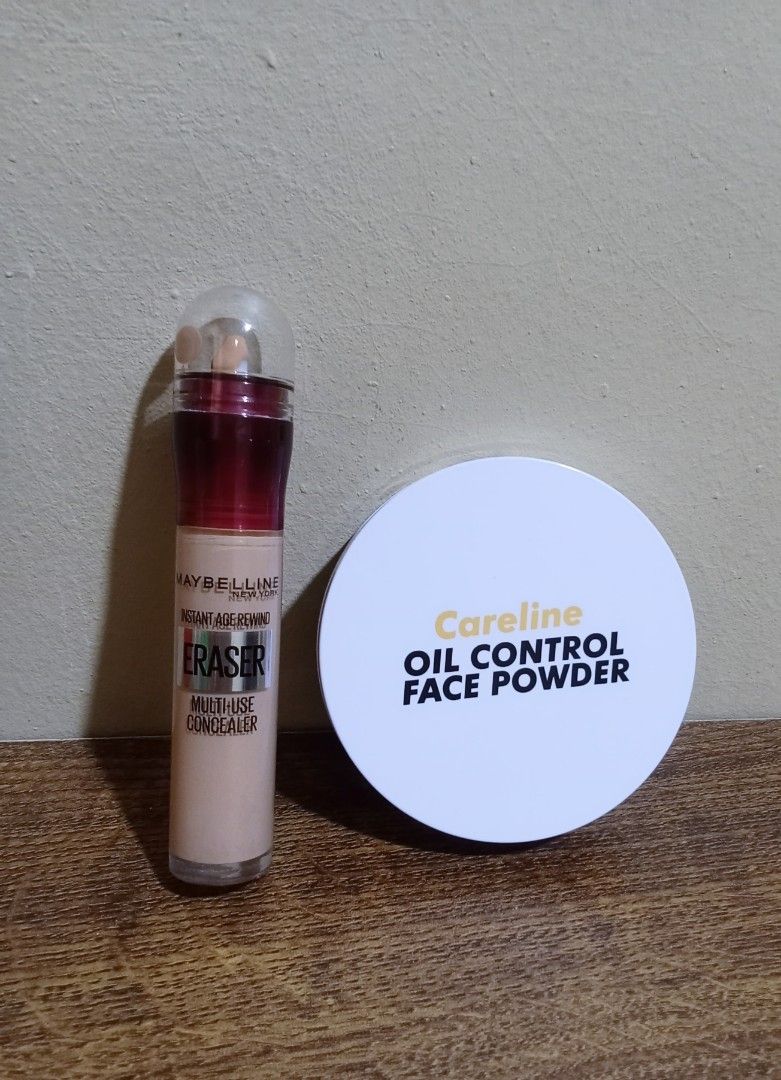 Makeup Bundle (Category: Makeup) located in Cavite. Submitted by shopwitha_ph (Listing ID 1468289465, Image 1). Description: Maybelline Age Rewind Concealer in 122 Careline Oil Control Face Powder in Chestnut.