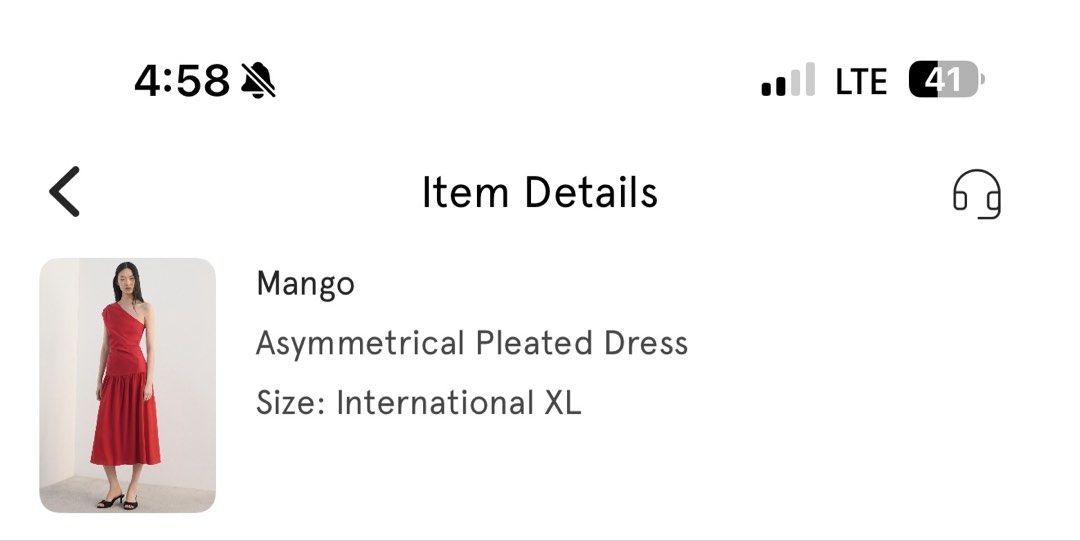 Mango Asymmetrical Pleated Dress Size XL (Category: Dresses) located in General Santos City (Dadiangas). Submitted by xoxogossipgirl__ (Listing ID 1468360756, Image 3). Description: - Brand: Mango - Style: Asymmetrical one-shoulder pleated midi dress - Color: Vibrant red - Size: International XL - Condition: Worn once for fitting, tags removed - Features: Draped bodice, nice weight and movement - Occasion: Ideal for parties, dinners, and special 