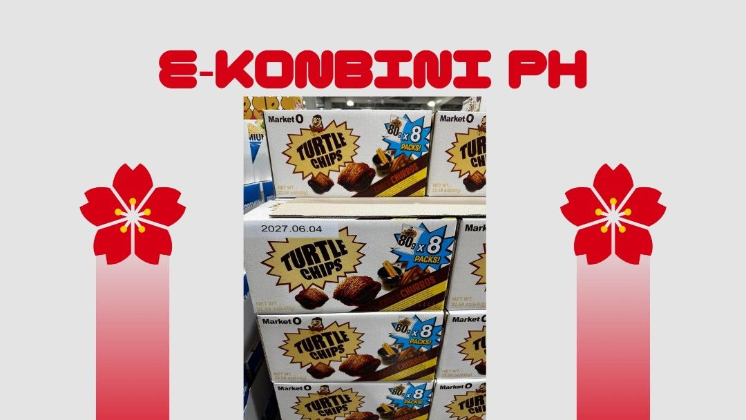 Market O Turtle Chips Choco Churros Bulk Box (Category: Packaged & Instant Food) located in Quezon City. Submitted by jcn27 (Listing ID 1468291531, Image 1). Description: - Product: Market O Turtle Chips (Choco Churros Flavor) - Quantity: Bulk box containing 8 individual 80g packs (Total: 640g) - Texture: Orion's signature 4-layered ultra-crispy snack structure - Taste: Rich chocolate coating dusted with sweet cinnamon churro sugar - Condition: B