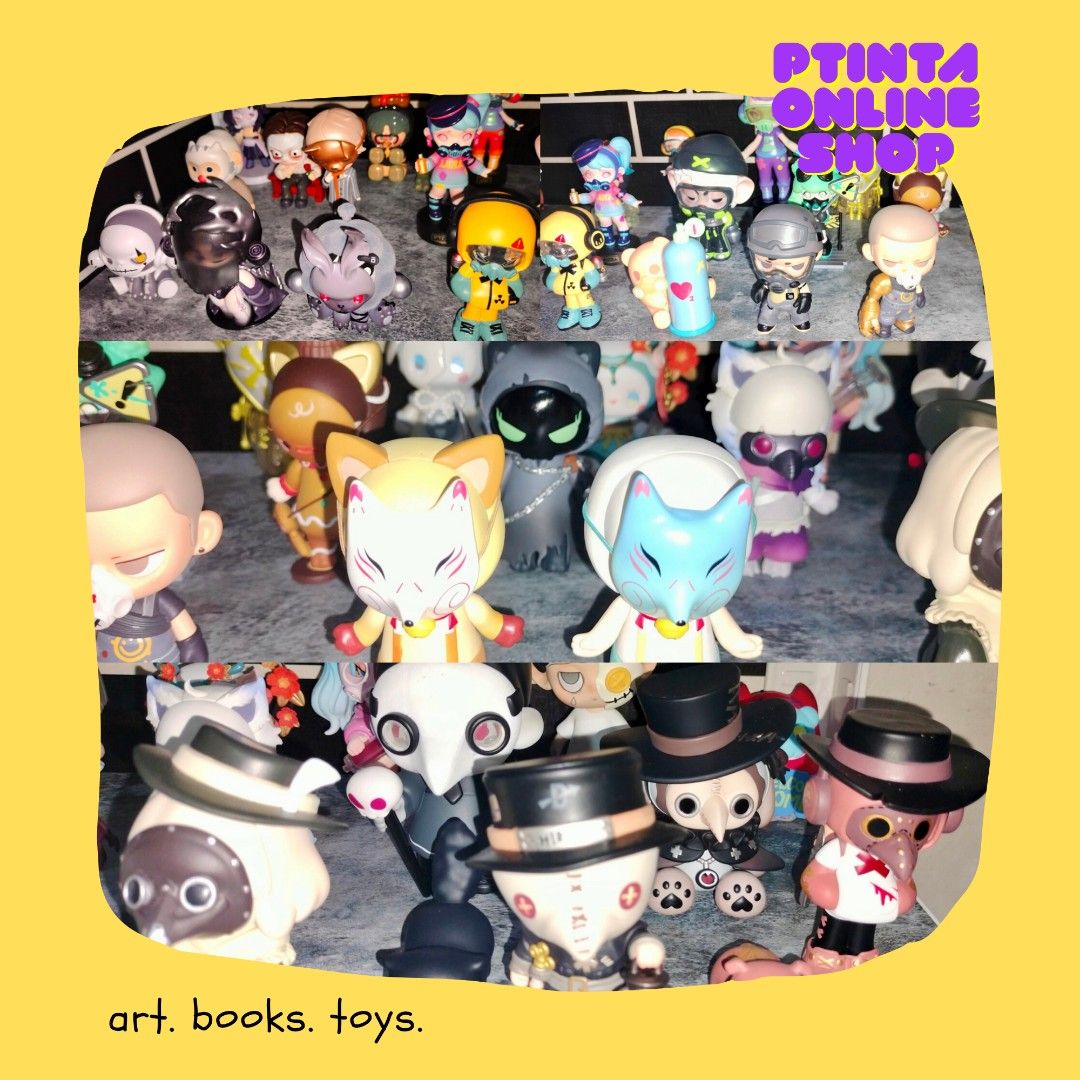 MASKED BLIND BOX ART TOY COLLECTION (Category: Designer & Blind Box Toys) located in Pili. Submitted by ptinta_os (Listing ID 1468387257, Image 1). Description: Looking for a completionist to acquire and continue these 5-year MASKED-themed art toy collection: 36 masked figure designs (mostly with detachable mask), all from different blind box series/IP. These are unique collection. Most pieces are rare/discontinued. Condition: Like new (all with 