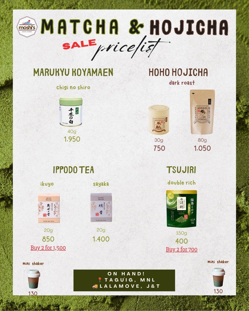 Matcha And Hojicha (Category: Beverages) located in Taguig. Submitted by moshikicksgoodies (Listing ID 1468293043, Image 1). Description: .