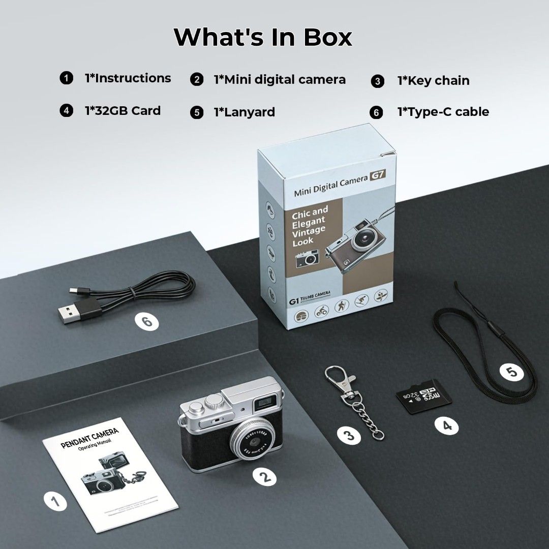 Mini Digital Camera G1 (Category: Cameras) located in Naga. Submitted by averis.27 (Listing ID 1468469855, Image 3). Description: if without an sd card, 599. please keep in mind that it would not take photos if you don’t have an sd card. inclusions: - the camera itself - keychain - type c cable - manual - sd card if you’ll avail colors: black brown ❌.