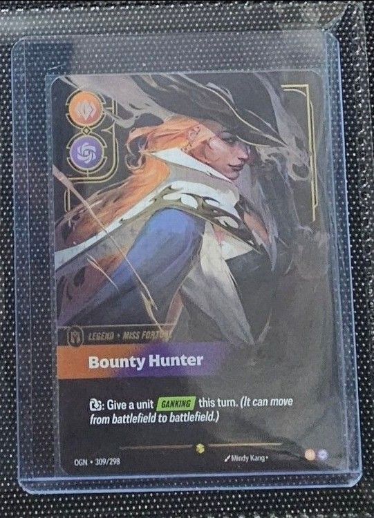 Miss Fortune 309/298 (Category: Raw Singles) located in Manila. Submitted by anthonylee23810 (Listing ID 1468483164, Image 1). Description: This card is currently worth between $125 and $170 USD in near-mint condition. The item pictured is the Miss Fortune - Bounty Hunter (Overnumbered Showcase) version from the Riftbound: League of Legends TCG (Origins set). You can confirm this version by checking the card number OGN • 309/298 printed in the bo