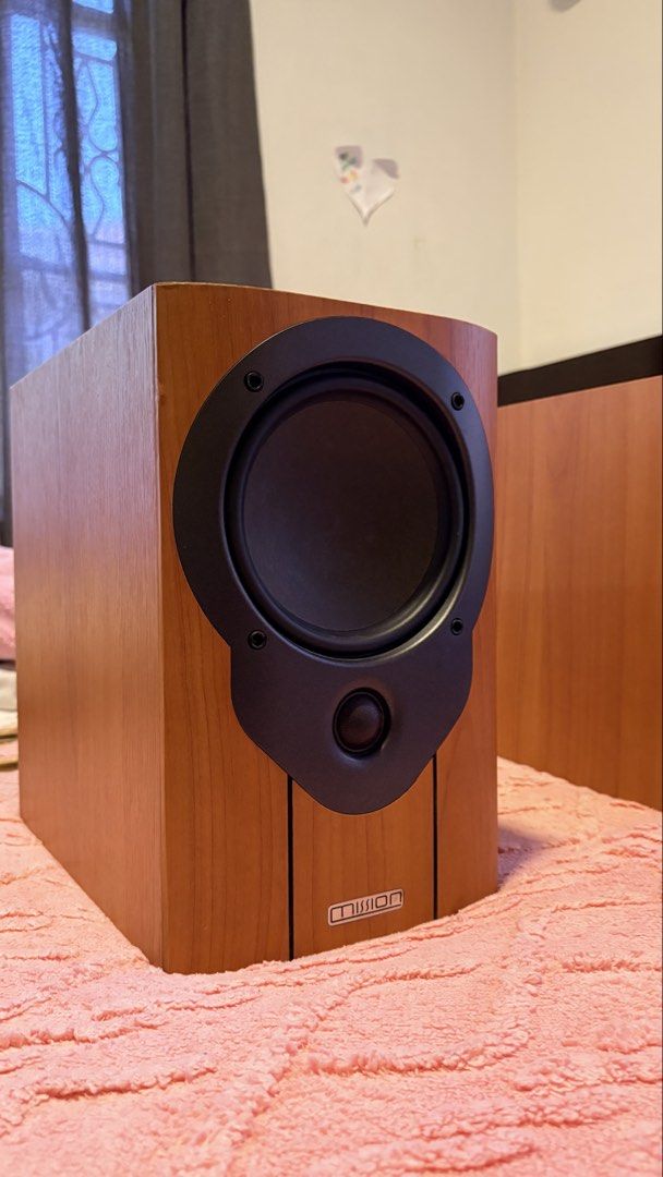 Mission m32i Bookshelf Speakers (Category: Soundbars, Speakers & Amplifiers) located in Bacnotan. Submitted by arthur1128 (Listing ID 1468423164, Image 3). Description: - Model: Mission m32i bookshelf speakers - Finish: Beautiful wood finish - Condition: Clean cabinets and drivers in very good shape - Ports: Rear bass reflex ports for deep bass - Terminals & Cords: Gold-plated bi-wire terminals with speaker cables included - Accessories: Original
