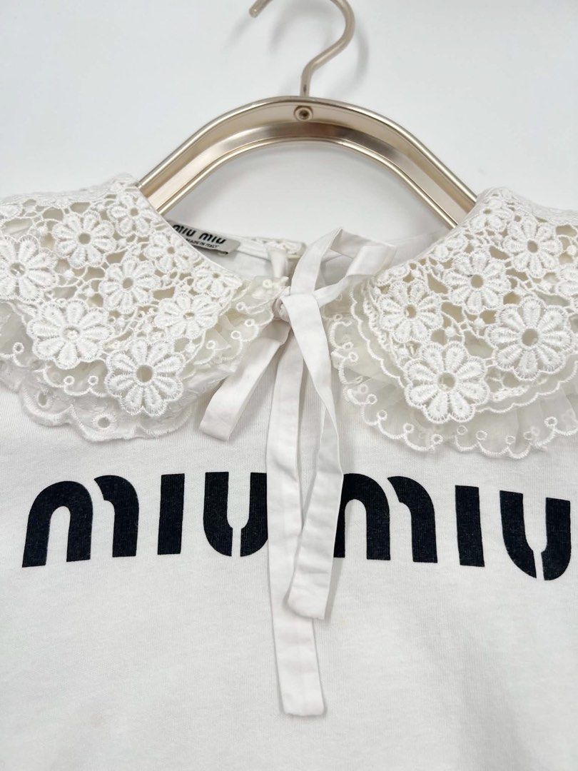 ▪️Miu Miu collared shirt (Category: Luxury Apparel) located in Makati City. Submitted by aveltot_rig (Listing ID 1468398949, Image 2). Description: Item: Miu Miu collared shirt Dimes: width: 23 x length: 24 📏 Condition: like new! ✨.