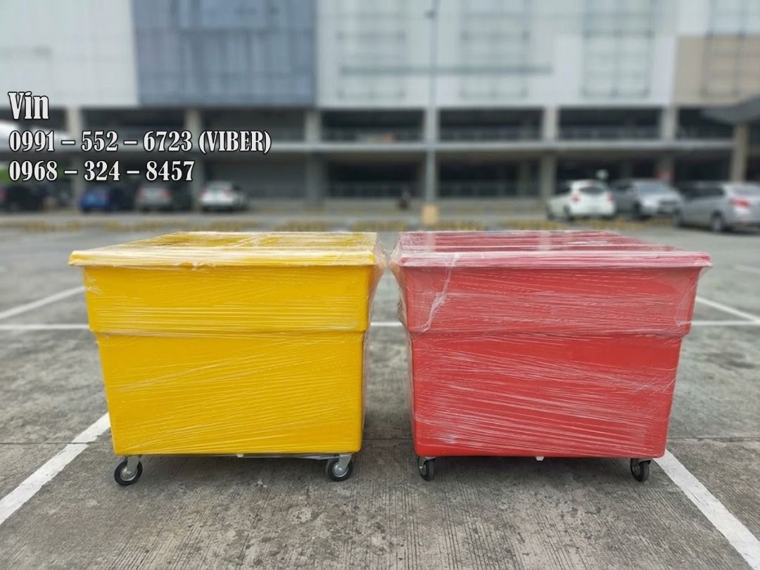 mobile trash bin 1350 liters (Category: Waste Bins & Bags) located in Bacoor. Submitted by zx400rr (Listing ID 1468287975, Image 1). Description: MOBILE TRASH BIN 1350 Liters Dimension: 122L x 122W x 92H -Made of one-piece virgin Polyethylene fiber plastic material. - Compounded with Ultra Violet stabilizers for outdoor use. Imported materials and pigment with special additive to avoid fading of colors. “ FIBER PLASTIC “ COLOR: GREEN/RED/BLUE/ YE