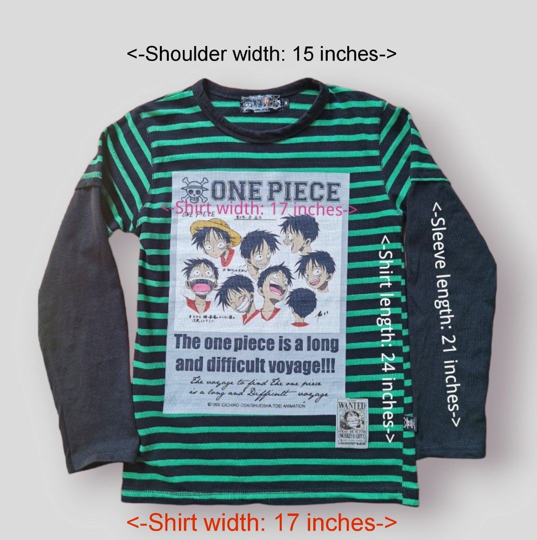 Monkey D. Luffy Two Tone Color Green/Black Sweatshirt (Category: Babies & Kids Fashion) located in Bacoor. Submitted by nineties_kid (Listing ID 1468387227, Image 1). Description: <==• Monkey D. Luffy Two Tone Color Green/Black Sweatshirt Size: Small Shoulder width: 15 inches Sleeve length: 21 inches Shirt width: 17 inches Shirt length: 24 inches ___________________________ ▶LBC Cash on Pick-up (C.O.P) Offer nation-wide delivery, as long as there