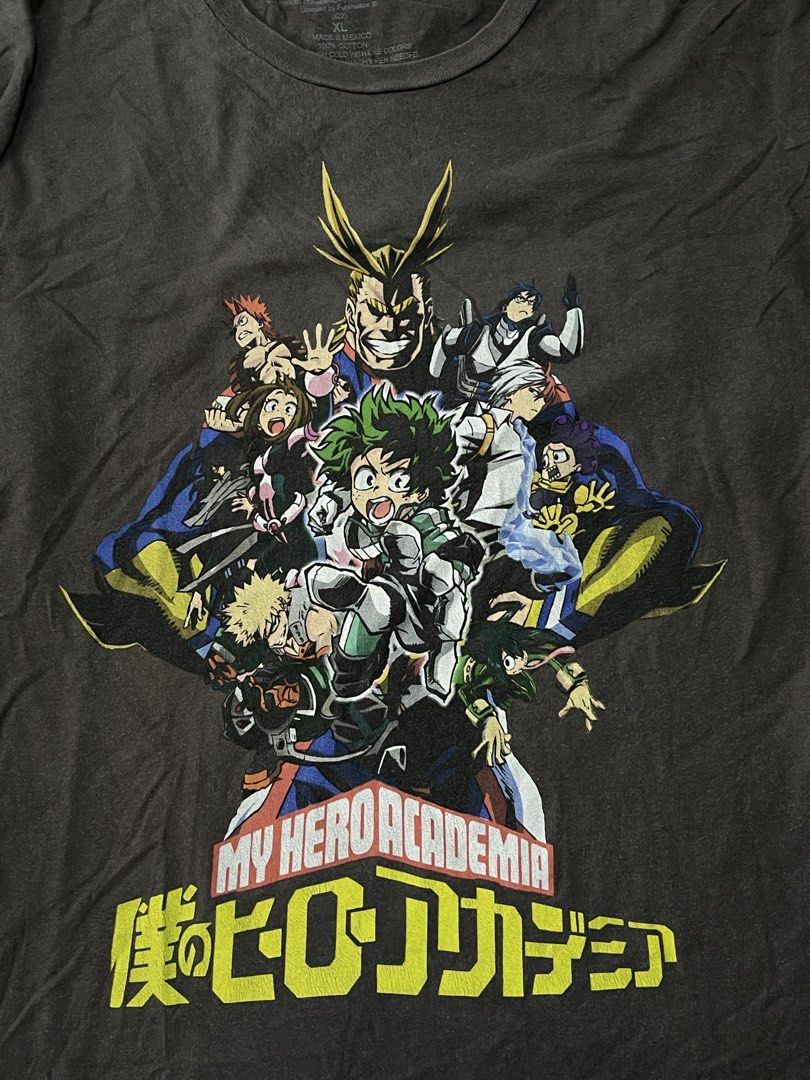 MY HERO ACADEMIA TEE (washed black) (Category: Tshirts & Polo Shirts ) located in Manila. Submitted by sidequest2025 (Listing ID 1468392346, Image 2). Description: MY HERO ACADEMIA TEE (washed black) funimation tag XL, L&W: 23X18 , sleeve: 6.5, shoulder:15.