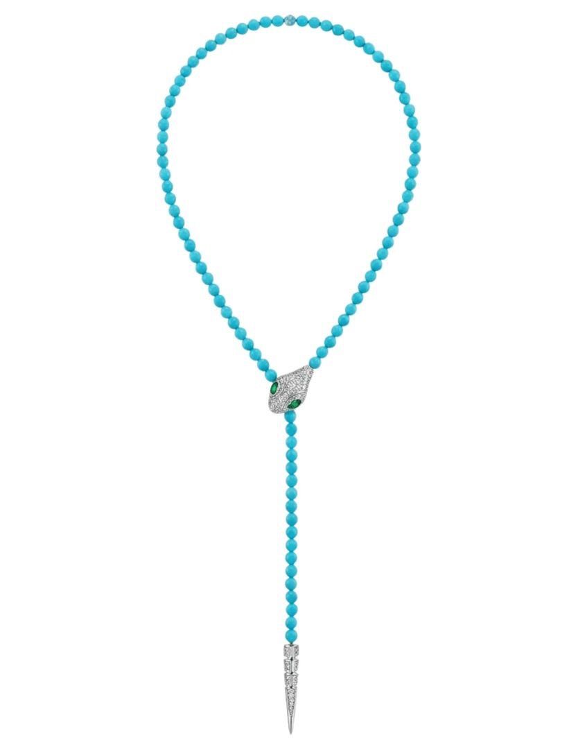 Natural Blue Turquoise Snake Serpenti Beaded Necklace (Category: Necklaces) located in Mandaluyong City. Submitted by allaboutgemsandco (Listing ID 1468294792, Image 2). Description: Natural Blue Turquoise Snake Serpenti Beaded Necklace Chain Size: 66cm Stone size: 4mmx4mm Price: Php 2,400 LOWEST PRICE OFFERED. Add shipping fee for orders less than P1000 Client gave permission to post her photos. Blurred out image of eyes to protect her identity.