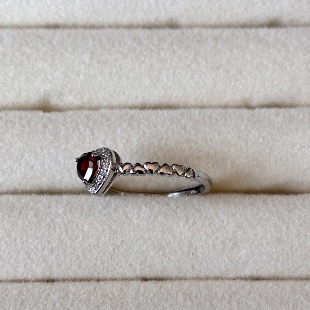 Natural Garnet Gemstone Heart Cut Ring Sterling Silver 925 Setting (Category: Rings) located in Pasig City. Submitted by bleuvelyatelier (Listing ID 1456212467, Image 2). Description: -Natural Garnet Stone -Heart Cut - S925 Setting -Adjustable Band - Comes with box and certificate Payment via GCash or Bank Transfer .