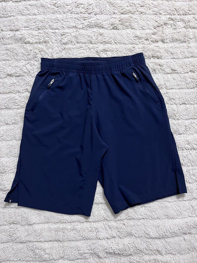 Navy Blue Athletic Shorts with Zipper Pockets (Category: Babies & Kids Fashion) located in Manila. Submitted by kiks_secret_room (Listing ID 1468381914, Image 1). Description: Features secure zippered pockets, a comfortable elastic waist, and side slits for easy movement..