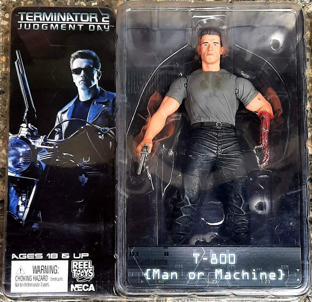 NECA/McFarlane Terminator Movie Action Figures (Category: Action & Battle Toys) located in Liloan. Submitted by angelyneroberts_171329 (Listing ID 1468345478, Image 3). Description: FOR SALE NECA/McFarlane Terminator Movie Action Figures DESCRIPTION : - SET A - Terminator 2: Judgment Day. - Released by NECA Reel Toys in 2009. - T-800 (Man or Machine) with exposed robotic arm. - T-800 (Endoskeleton) metallic chrome skeleton. - T-800 (Final Battle)