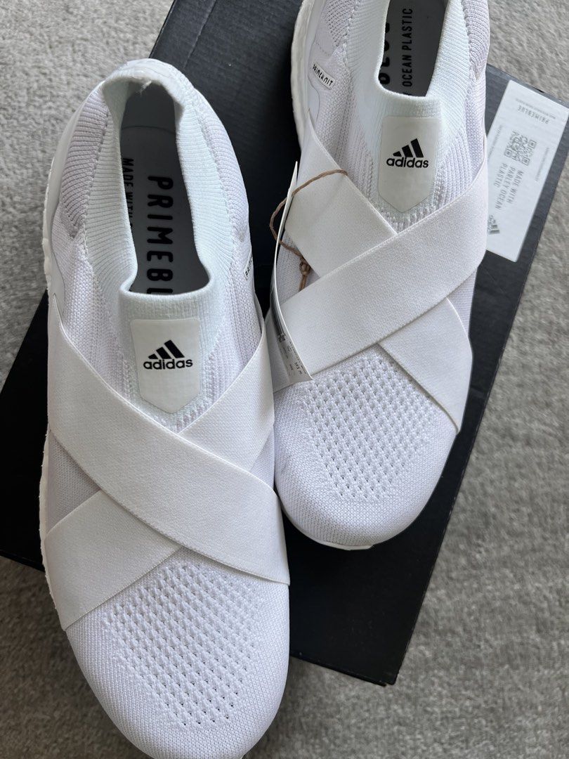 New Adidas white Ultraboost 9 (Category: Sneakers) located in Makati City. Submitted by nmvs1 (Listing ID 1468415420, Image 2). Description: Brand new with box and tags ADIDAS ULTRABOOST unisex design Size US 9 color white Bought for 140usd Rfs wrong size.