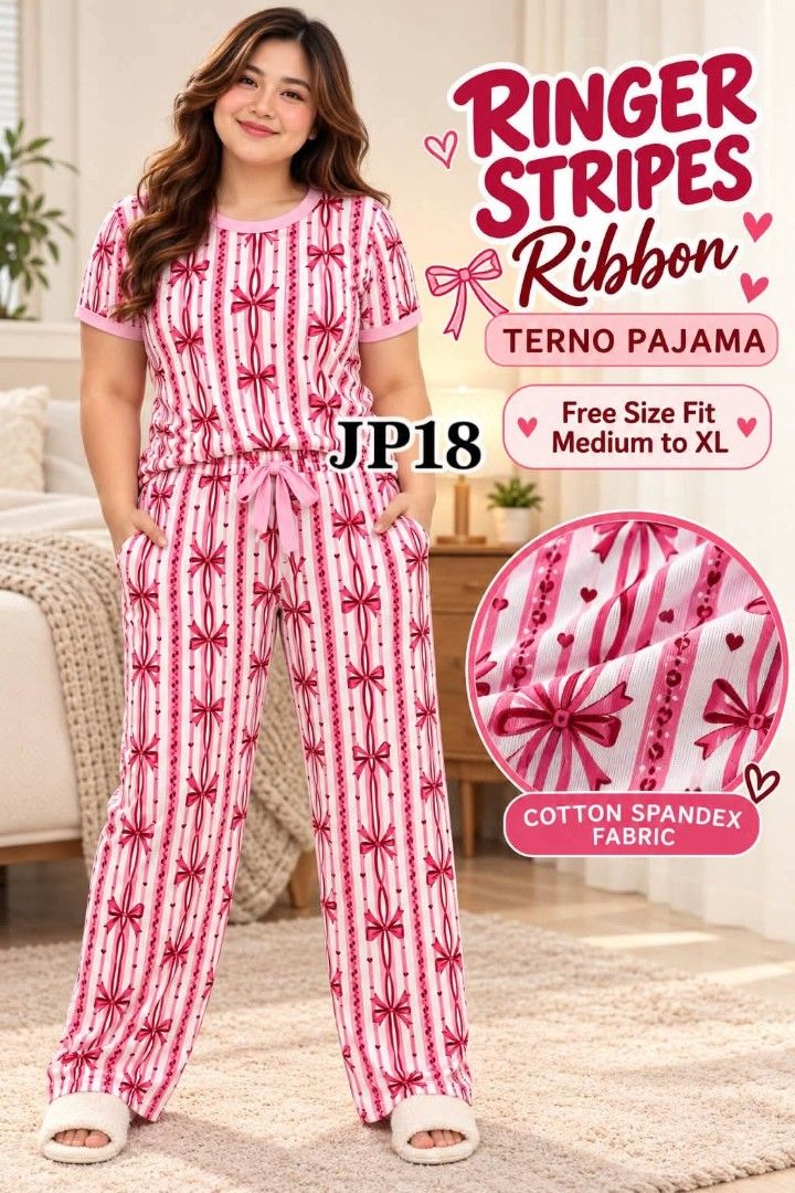 NEW ARRIVAL!!!😍😍😍 RINGER STRIPES RIBBON TERNO PAJAM (Category: Sets or Coordinates) located in Mandaluyong City. Submitted by shopmla (Listing ID 1468435182, Image 2). Description: NEW ARRIVAL!!!😍😍😍 RINGER STRIPES RIBBON TERNO PAJAMA Php 185. Fit medium to XL ✅with 2 side pocket Assorted color.