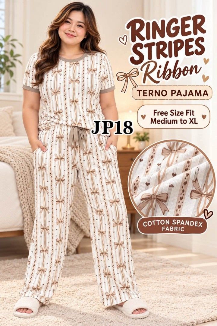 NEW ARRIVAL!!!😍😍😍 RINGER STRIPES RIBBON TERNO PAJAM (Category: Sets or Coordinates) located in Mandaluyong City. Submitted by shopmla (Listing ID 1468435182, Image 3). Description: NEW ARRIVAL!!!😍😍😍 RINGER STRIPES RIBBON TERNO PAJAMA Php 185. Fit medium to XL ✅with 2 side pocket Assorted color.