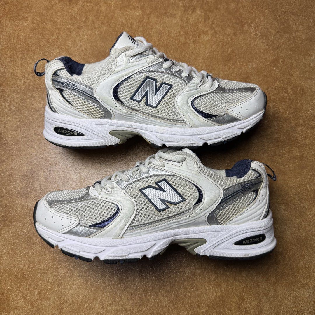 NEW BALANCE 530 (Category: Sneakers) located in Panabo. Submitted by shoerarefinds (Listing ID 1468342578, Image 1). Description: NB 530 “silver/navy) SIZE: CM 24 / EURO 38.5 / US 7.5 Goood Condition, fix mesh and sockliner, minimal draging LOCATION: PANABO CITY, DAVAO DEL NORTE, 8105 2000 FREESHIPPING .