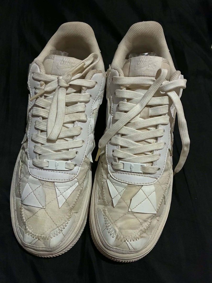 Nike Billie Eilish Air Force 1 Low Mushroom (Category: Sneakers) located in Nabunturan. Submitted by kairosas85 (Listing ID 1468364911, Image 2). Description: - Model: Billie Eilish x Nike Air Force 1 - Colorway: Off-White / Mushroom - Size: US 10 / EUR 44 - Features: Quilted patchwork design, cork insoles with co-branding, chunky rubber sole - Material: Leather and textile upper - Condition: Pre-loved with minor signs of wear on uppers and laces