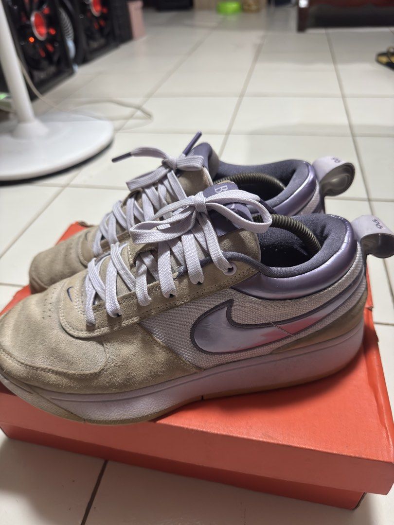 Nike Book 1 EP Lilac Bloom (Category: Sneakers) located in Manila. Submitted by mislangers_stuff (Listing ID 1468372896, Image 3). Description: - Brand: Nike Book 1 - Colorway: Light beige and purple - Materials: Premium suede and mesh panels - Design details: Metallic purple swoosh, heel pull tabs with '96' and 'CHAPTER ONE' - Soles: White midsole with textured outsole for excellent traction - Sizing & Fit: Fits true to size - Usage: Perfect for