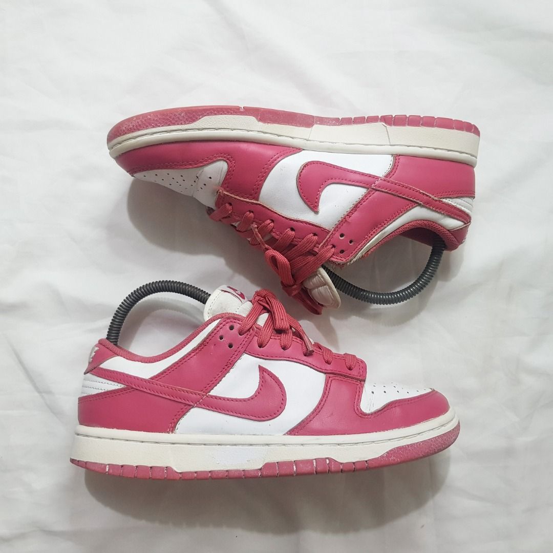 Nike Dunk Low pink (Category: Sneakers) located in Cebu City. Submitted by dwightmendozasr (Listing ID 1468461148, Image 2). Description: Nike Dunk Low pink size 7.5women , 38.5euro as per tag ~stubborn faint yellow on midsoles -Soles intact as per last checking 9/01/26 Php 280.00 + shipping fee Code: SHOES0108.