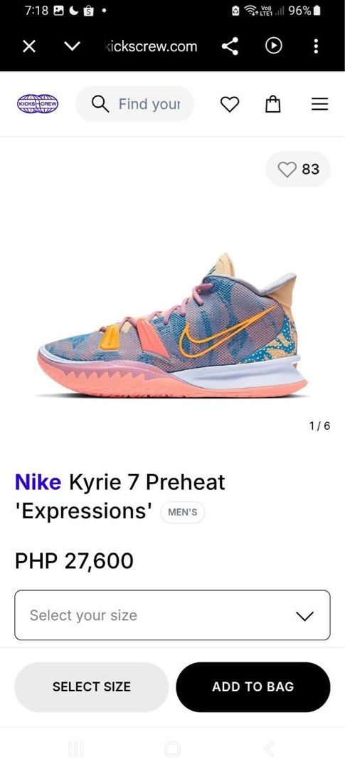 Nike Kyrie 7 Preheat Expressions (Category: Sneakers) located in Caloocan City. Submitted by Twinsters_2nd (Listing ID 1468434637, Image 2). Description: - Model: Nike Kyrie 7 Preheat Expressions - Size: EU 42 - Colorway: Multi-color with pastel blue, yellow, and pink accents - Features: Signature lace closure, forefoot lockdown bands, and textured rubber outsole for court grip - Condition: Solid shape overall with minor signs of wear on the sole