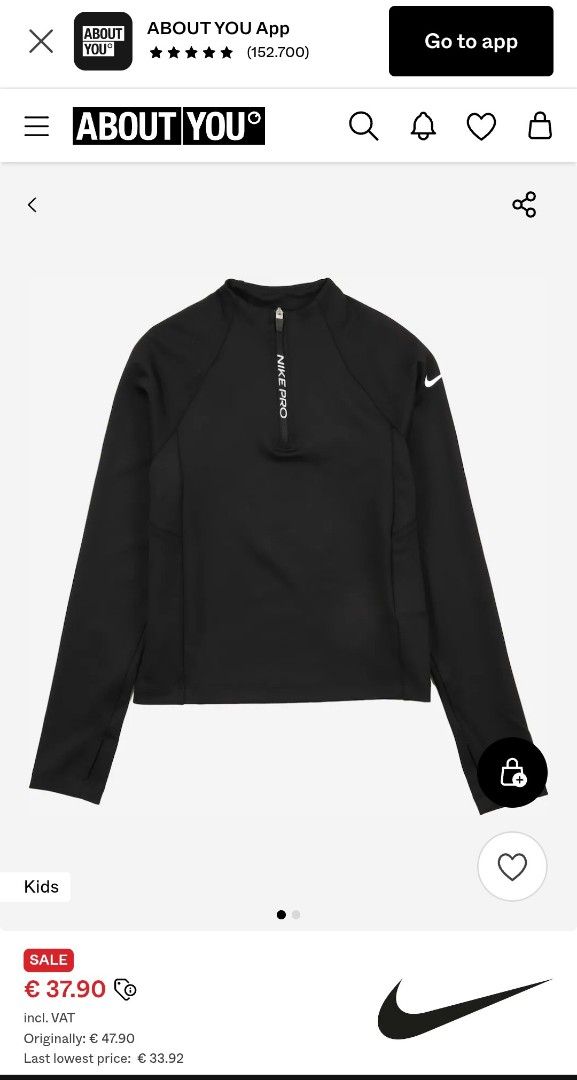Nike Pro Hyperwarm Quarter Zip (Category: Activewear) located in Kawit. Submitted by deidzdzn (Listing ID 1468327246, Image 1). Description: - Brand: Nike Pro Hyperwarm - Color: Black with white accents - Size: Tagged L, fits like a Medium (Width: 17/20 inches, Length: 22 inches) - Design: White Nike Pro lettering along the front zipper and white swoosh logo on the sleeve - Interior: Comfortable ribbed lining for extra warmth - Condition: Great w
