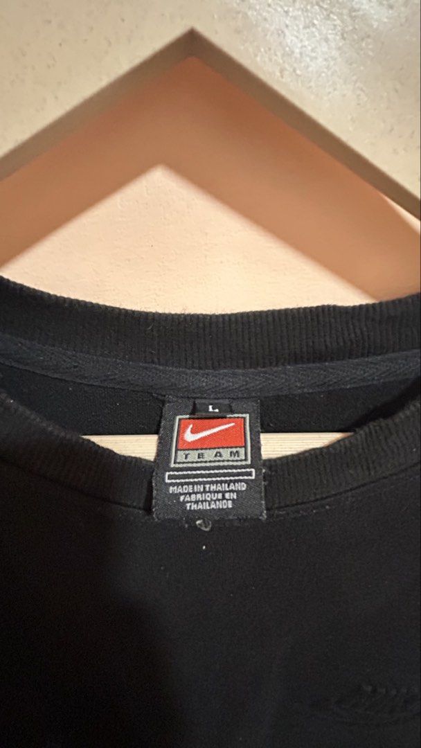 Nike Team Tshirt (24W 28L) FREE SHIP (Category: Tshirts & Polo Shirts ) located in General Santos City (Dadiangas). Submitted by moana_thrifts (Listing ID 1468309221, Image 3). Description: - Brand: Nike Team - Color: Black - Size: Large - Origin: Made in Thailand - Design: Small tonal embroidered Nike swoosh on front chest - Back Details: Large graphic text ("WHETHER YOU TRAIN TO GAIN OR JUST TO MAINTAIN..."), large debossed Nike logo, and "Make