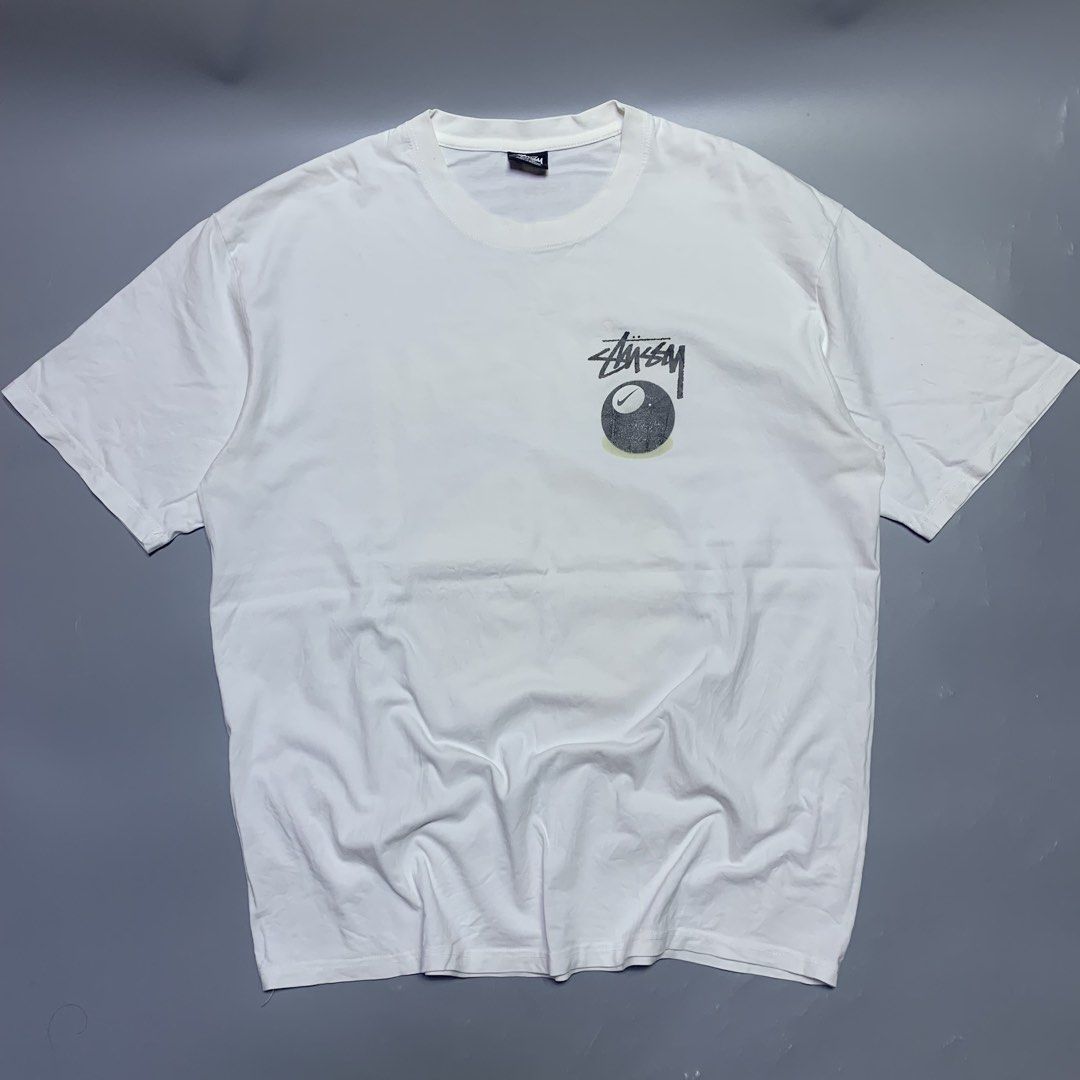 NIKE x STUSSY 8 BALL TEE (Category: Tshirts & Polo Shirts ) located in Cabanatuan. Submitted by _w2keed (Listing ID 1468476639, Image 2). Description: Size: XL (W23' x L29') Condition: 9/10 Color rate: 9.5/10 Issue/s: need rewash, minimal crack & fade on print.