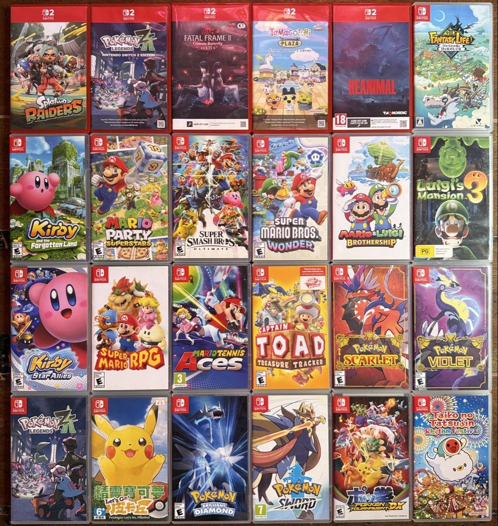 Nintendo Switch and NS2 games (Category: Nintendo) located in Manila. Submitted by gamengrind (Listing ID 1468298248, Image 1). Description: Splatoon Raiders - 3000 Pokemon ZA NS2 - 2200 Fatal Frame 2 Crimson Butterfly - 1800 Tamagotchi Plaza NS2 - 1800 Reanimal - 1500 Fantasy Life - 2000 Kirby and the Forgotten Land - 2000 Mario Party Superstars - 1800 Super Smash Bros - 1800 Mario and Luigi Brothership - 1800 Super Mario Wonder - 1800 Luigis Ma