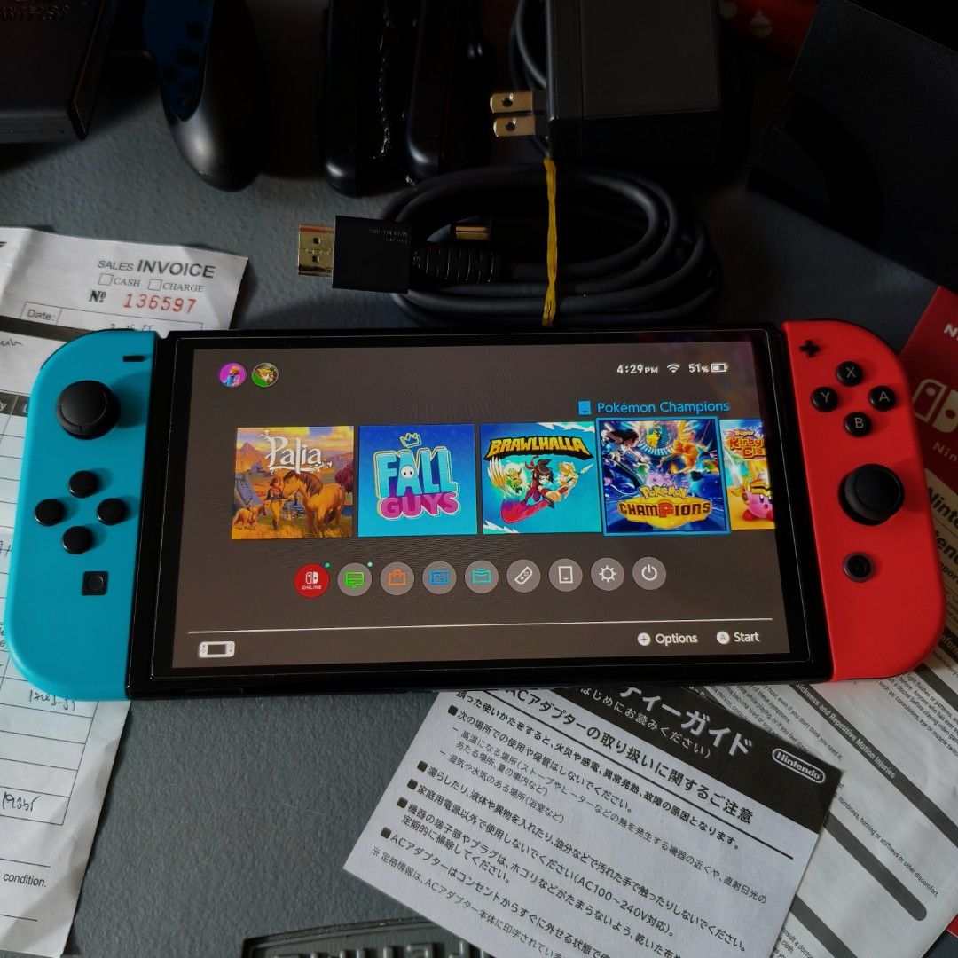 Nintendo Switch OLED with Receipt and Complete Accessories (Category: Nintendo) located in Quezon City. Submitted by le1ouch (Listing ID 1468363120, Image 2). Description: Selling my personal used Nintendo Switch Oled! Bought last year from Trinoma Datablitz No scratches, No dents, doesn't have any kind of issues Check before payment for your peace of mind 😁 ✅ With Receipt ✅ Complete accessories with box (Hdmi, Dock, Power Adaptor, Joycon straps