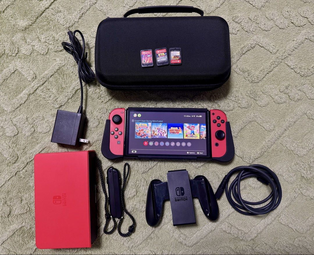 Nintendo Switch OLED Model Mario Red Edition (Category: Nintendo) located in Quezon City. Submitted by yansfern3 (Listing ID 1468386128, Image 1). Description: - All items in the photo are included w/ 128gb Sandisk Ultra Digital Games: - overcooked 2, PvZ and Mario rabbids kingdom battle Physical Games: - CTR, 2k24, Super Dragonball Heroes Nego for sure buyer. Pwede CDO via LBC/Lalamove Rsf: hindi na nagagamit. Naka stock nalang. No issue. .