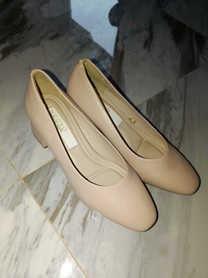 Nude Block Heels (Category: Heels) located in Pasig City. Submitted by Quelle (Listing ID 1468390978, Image 1). Description: - Brand: NUOVO by Hawkins - Color: Nude - Size: 225mm - Heel: Comfortable chunky block heel - Toe Design: Classic round toe - Condition: Minimal wear on bottom tread, clean insides with branded insoles - Worn twice for weddings - Very comfortable to wear but not my style.