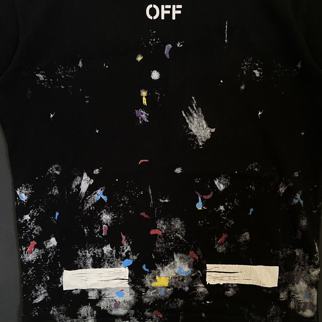 OFFWHITE PAINT SPLATTER BLACK TSHIRT (Category: Tshirts & Polo Shirts ) located in Manila. Submitted by ivan_carbungco (Listing ID 1468452224, Image 3). Description: OFF WHITE PAINT SPLATTER BLACK TSHIRT 20 by 26 GOOD CONDITION NEED WASH COMPLETE TAGS ISSUE:HAIRLINES ₱800 CLAIM.