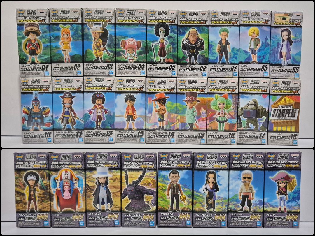 One Piece Stampede World Collectable Figure Full Set (Category: Figurines & Statues) located in San Leonardo. Submitted by rhize012 (Listing ID 1468489312, Image 1). Description: WCF One Piece Stampede with Special (BIB) - 10500 Issue (nami slight cracked base).