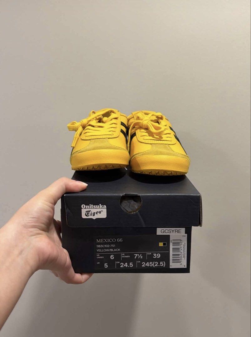 Onitsuka Mexico 66 in Yellow (Category: Sneakers) located in Bambang. Submitted by gigisells_ (Listing ID 1468309416, Image 2). Description: AUTHENTIC -brand new, just arrived from Japan (bought from pasabuy) -size 24.5cm -just tried them on but realized they’re not my style :( -complete inclusions.