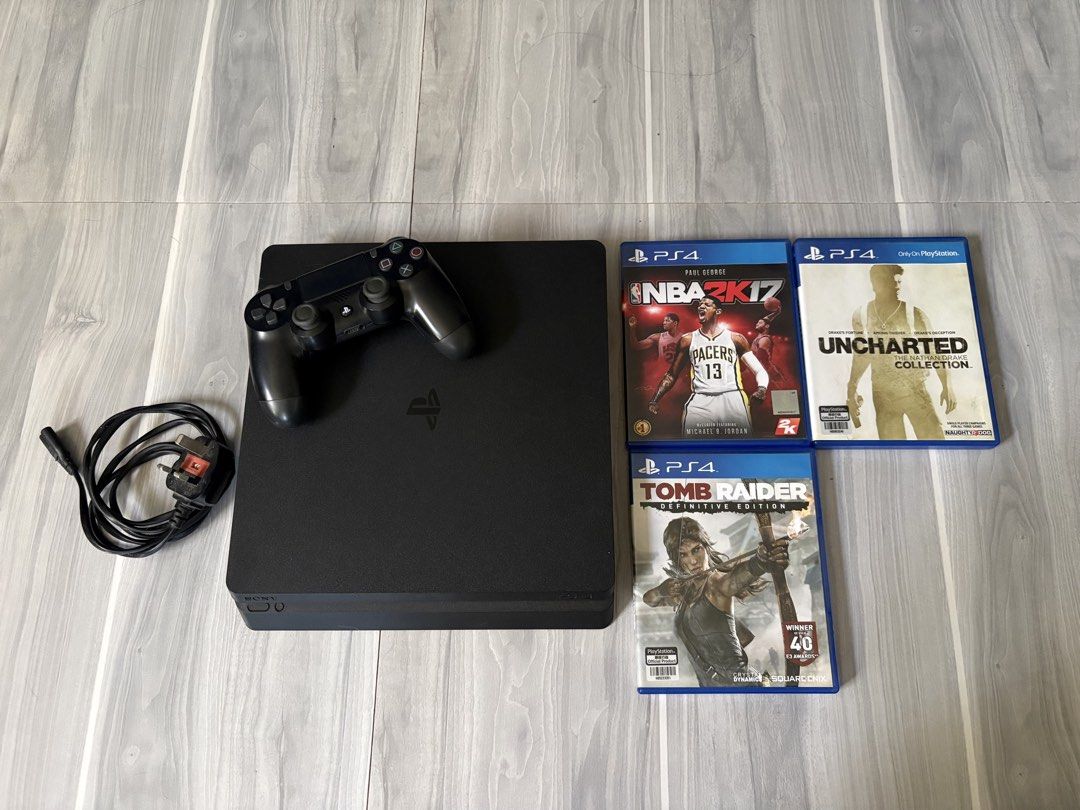 ORIGINAL PS4 SLIM 500GB (Category: PlayStation) located in Manila. Submitted by mim4yy07 (Listing ID 1468356285, Image 1). Description: ‼️FOR SALE‼️ Original PS4 slim 500gb 🏷️ 7,000 PHP (slightly nego for sure buyer) ✨ Inclusions ☆ Power cord ☆ 1 original controller ☆ NBA2K17, Uncharted Nathan Drake Collection, & Tomb Raider Definitive Edition games ☆ Box (pero medyo laspag na, depende sa buyer if want nila kunin) ⭐️ 8/10 body cosmetics [need la