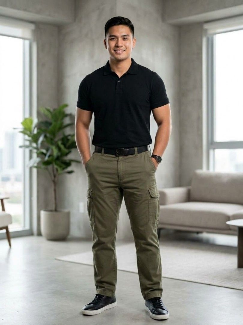 ORIGINAL USE OLIVE GREEN CARGO PANTS (Category: Jeans) located in Pagsanjan. Submitted by thriftyclothes33 (Listing ID 1468437341, Image 1). Description: 🔥 ORIGINAL USE OLIVE GREEN CARGO PANTS🪖🪖 ✨ Classic army green color 🪖🪖🪖 ✨ Comfortable garterized waistband at the back ✨ Button closure & zip fly ✨ Large side cargo pockets with flap closures ✨ Perfect for casual & outdoor outfits 🏷️ Size 2XL on tag 📏 Waist 42–46" (Garterized) • Length 4