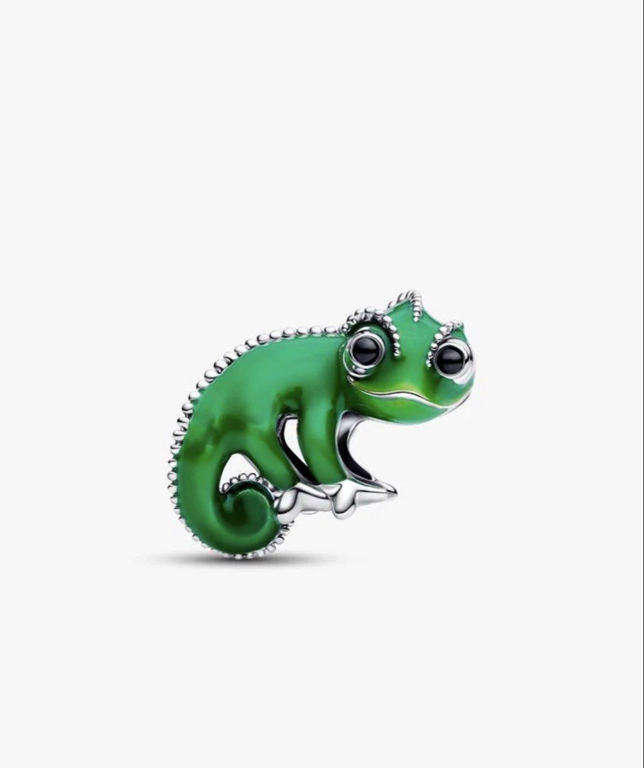 Pandora Green Chameleon Charm (Category: Charms) located in Cebu City. Submitted by jamaica_perez (Listing ID 1468295034, Image 2). Description: - Green chameleon charm with shiny silver hardware - Features intricate back scales, curled tail, and striking black enamel eyes - Compatible with standard charm bracelets - A cute addition to any bracelet stack collection - like new and ready to ship.