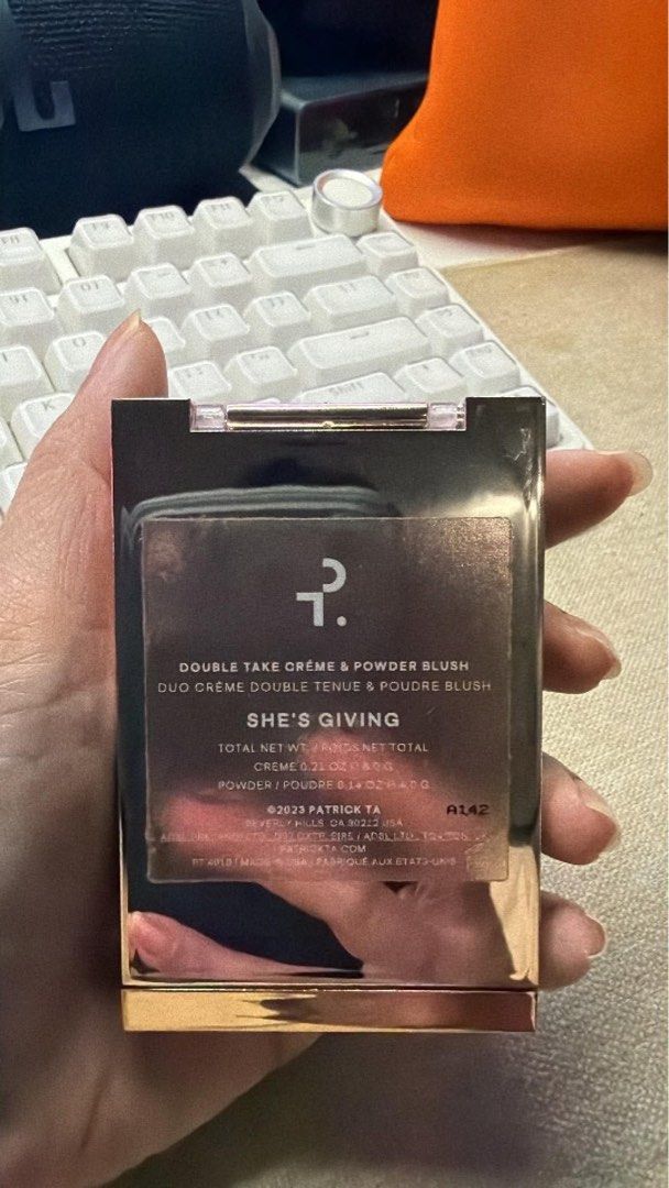 Patrick Ta- She’s giving (Category: Makeup) located in Manila. Submitted by prelovedtin.1016 (Listing ID 1468477815, Image 2). Description: Swatch! No box na already disposed. Rfs: Decluttering.