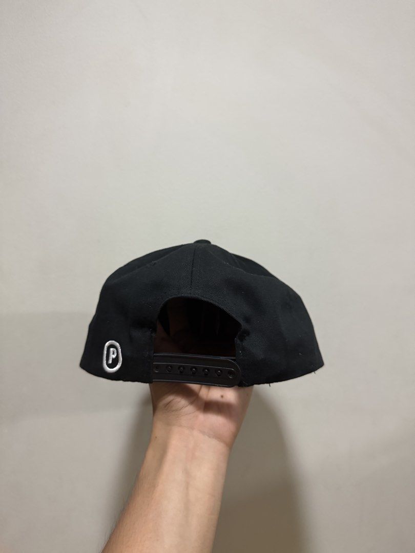 Picante Fratelli Black Cap (Category: Caps & Hats) located in Manila. Submitted by ajaycastro25216 (Listing ID 1468423457, Image 3). Description: - Brand: Picante - Color: Black - Design: Fratelli embroidery on front, small 'P' logo on side and back strap - Fit: Adjustable snapback closure - Details: Clean interior tag featuring www.picante.shop and London, UK info - Condition: Solid condition, clean, and ready to wear.