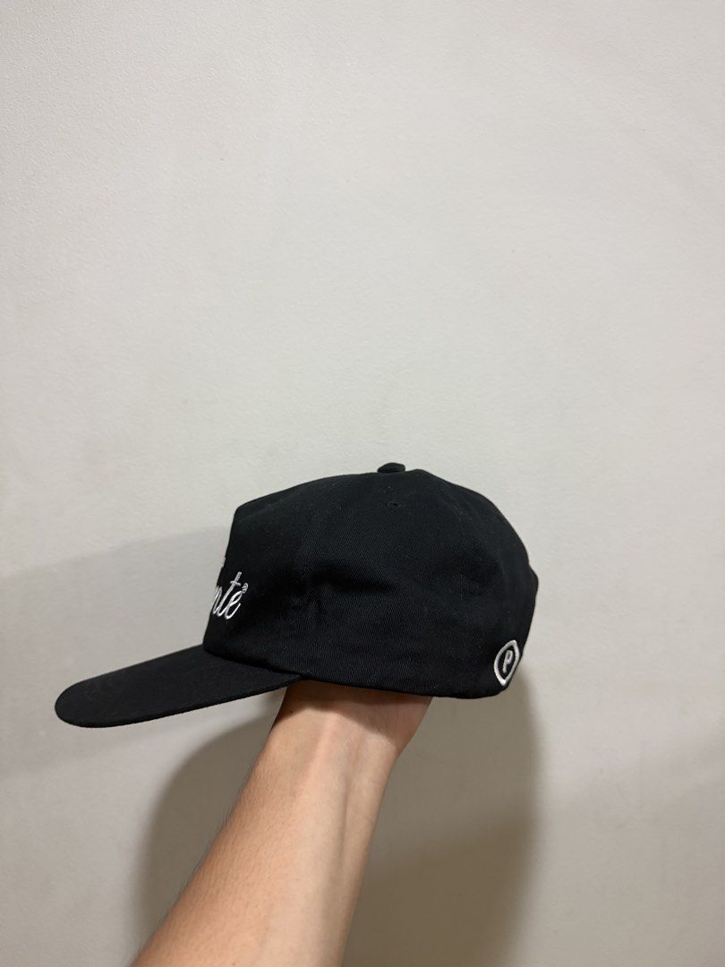 Picante Fratelli Black Cap (Category: Caps & Hats) located in Manila. Submitted by ajaycastro25216 (Listing ID 1468423457, Image 2). Description: - Brand: Picante - Color: Black - Design: Fratelli embroidery on front, small 'P' logo on side and back strap - Fit: Adjustable snapback closure - Details: Clean interior tag featuring www.picante.shop and London, UK info - Condition: Solid condition, clean, and ready to wear.