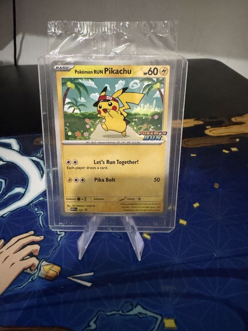 Pikachu 131 (Category: Raw Singles) located in Manila. Submitted by heyitscali (Listing ID 1468448764, Image 1). Description: FS: Pokémon RUN Philippines Pikachu Promo Condition: Sealed Price: ₱5,500 Or straight trade sa Pitch Black or Chaos Rising ETB Meet-up locations: * SM Pampanga * One Ayala, Makati LBC shipping available. Shipping fee to be shouldered by the buyer. PM for inquiries..
