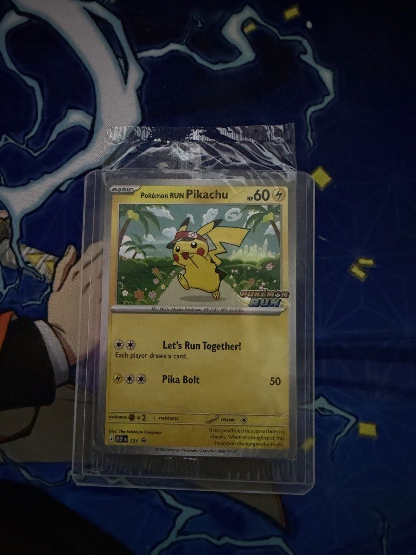 Pikachu 131 (Category: Raw Singles) located in Manila. Submitted by heyitscali (Listing ID 1468448764, Image 3). Description: FS: Pokémon RUN Philippines Pikachu Promo Condition: Sealed Price: ₱5,500 Or straight trade sa Pitch Black or Chaos Rising ETB Meet-up locations: * SM Pampanga * One Ayala, Makati LBC shipping available. Shipping fee to be shouldered by the buyer. PM for inquiries..