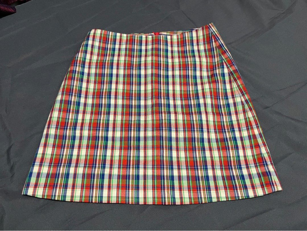 Plaid Mini Skirt (Category: Skirts) located in Quezon City. Submitted by ayapiaya (Listing ID 1468317212, Image 1). Description: W: 26-27 L: 17 - Brand/Style: plaid skirt in a classic tartan pattern (red, blue, green, and white) - Size: Small (High-waist, short length) - Features: Structured fabric, back zipper closure, and inner hanging loops - Condition/Use: Great everyday piece, easy to style.