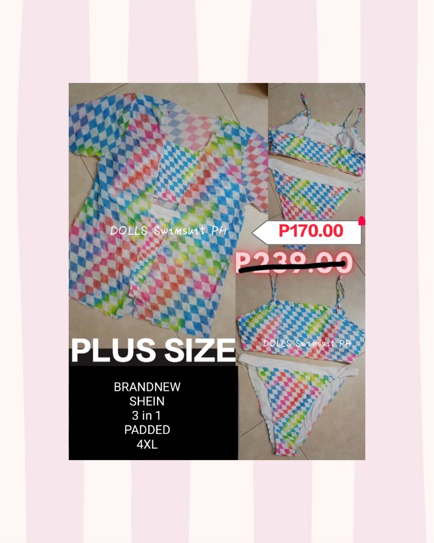 Plus size 3 in 1 two piece swimsuit (Category: Bikinis & Swimsuits) located in Quezon City. Submitted by caketopper.figure (Listing ID 1468485966, Image 1). Description: ACTUAL PRICE POSTED 📍Location : Quezon City 💰MOP - Gcash / Bank transfer ( No Cod) 🛒Delivery: SAME DAY del or via LBC ❌No Meetup To see proof of deliveries, you may visit our p a g e 👉 DOLLS Swimsuit PH.