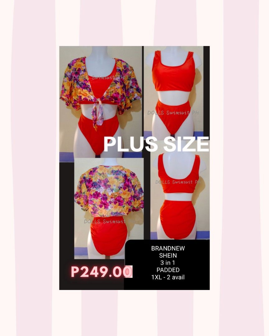 Plus size 3 in 1 two piece swimsuit (Category: Bikinis & Swimsuits) located in Quezon City. Submitted by yourcaketopper (Listing ID 1468489643, Image 1). Description: ACTUAL PRICE POSTED 📍Location : Quezon City 💰MOP - Gcash / Bank transfer ( No Cod) 🛒Delivery: SAME DAY del or via LBC ❌No Meetup To see proof of deliveries, you may visit our p a g e 👉 DOLLS Swimsuit PH.